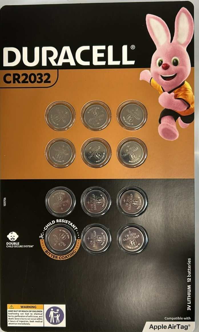 Duracell CR2032 Lithium 3V Coin Battery Apple AirTag Batteries Genuine 12 Pack