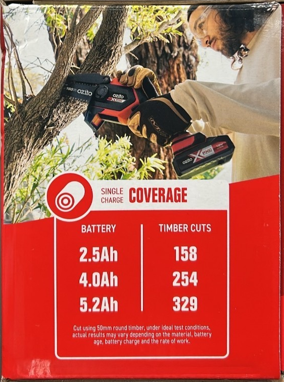 Ozito 18V Pruning Chainsaw Cordless 2.5Ah Battery Brushless 160mm PXBPCK-1825