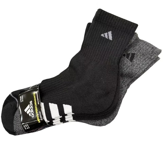4 Pairs Adidas Men's Performance High Quarter Socks Assorted Color Size 6-12