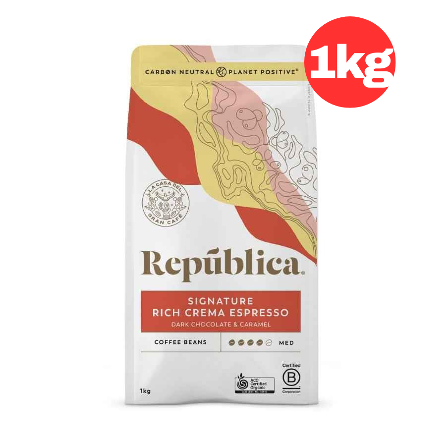 Republica Signature Coffee Beans Rich Crema Espresso Dark Chocolate Caramel 1kg