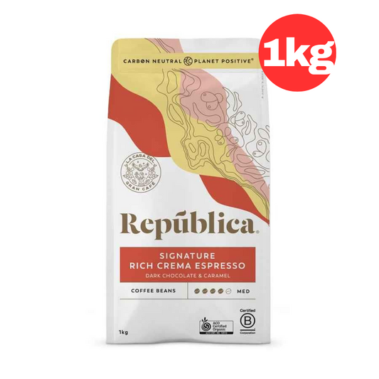 Republica Signature Coffee Beans Rich Crema Espresso Dark Chocolate Caramel 1kg