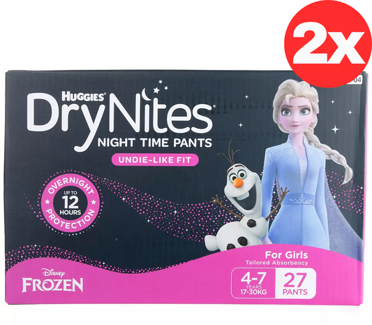 Huggies Nappies Pant 4-7 Years DryNites Girls Night Time Pants 2 x 27 Disposable