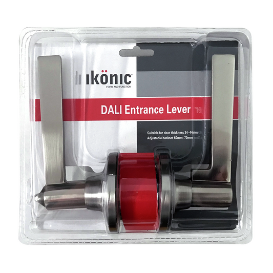 Ikonic Dali Entrance Lever Satin Stainless Steel Door Knob Lock Handle Set