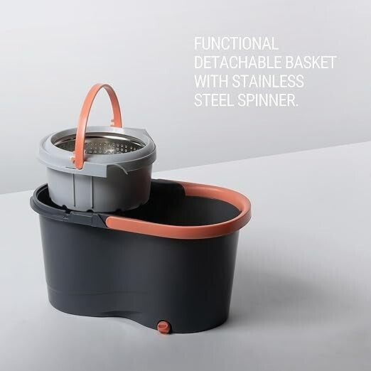 Zen-Nest Mop Bucket Set Swivel 360° Spin Dry Rotating Microfibre Floor Cleaner