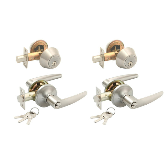 Ikonic Isabella Entrance Lever Brushed Nickel 2 Pack