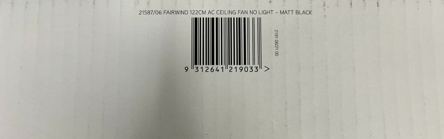 Brilliant Ceiling Fan 48" Reversible 4 Blade Black Matte 3 Speed Fairwind