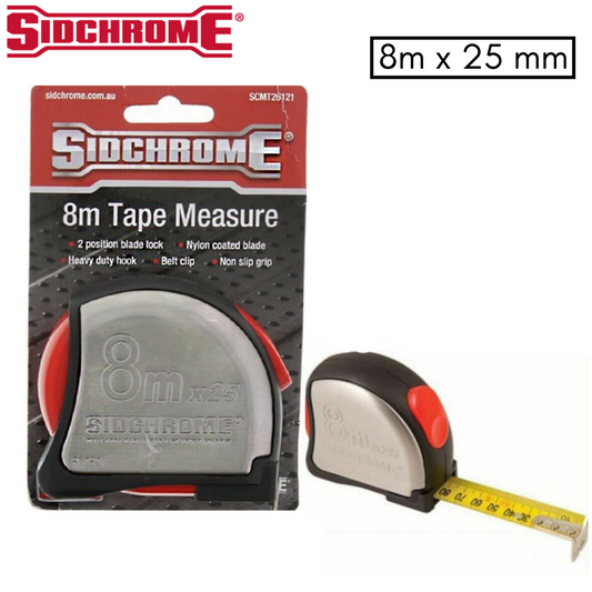 Sidchrome Measuring Tape Measure Ruler 8m Metric Stainless Steel W/ Lock Tool
