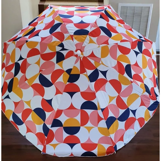 Marquee 2m Beach Umbrella Portable Canopy Sun Protection Shade Geometric Pattern