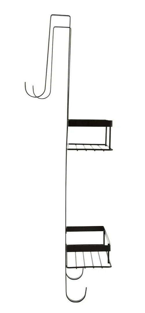 2 Tier Over Door Shower Caddy Bathroom Storage Rack Holder Organizer Shelf Bath