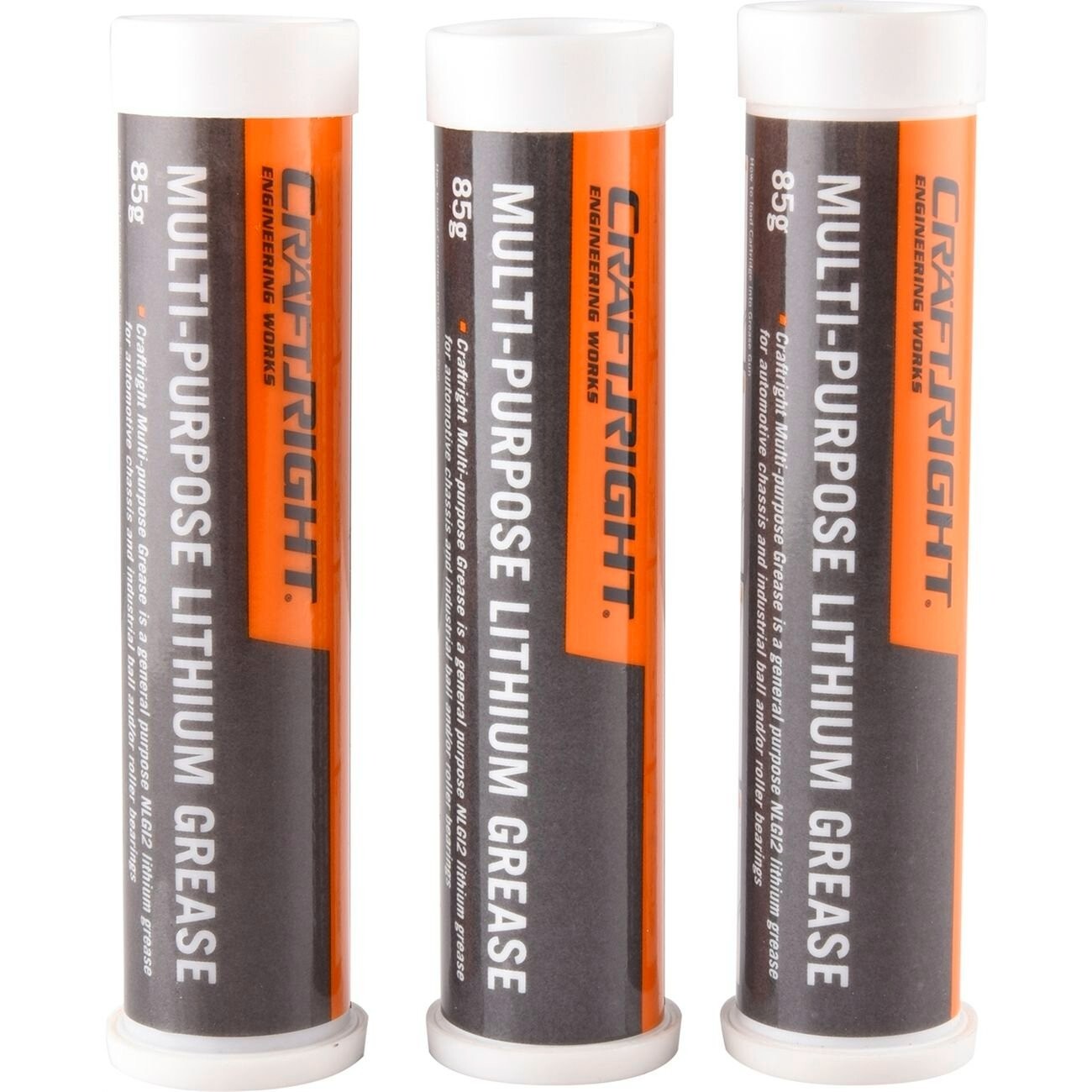 Craftright Mini Grease Cartridge Multi Purpose NLGI 2 Lithium 85g x 3 Pack