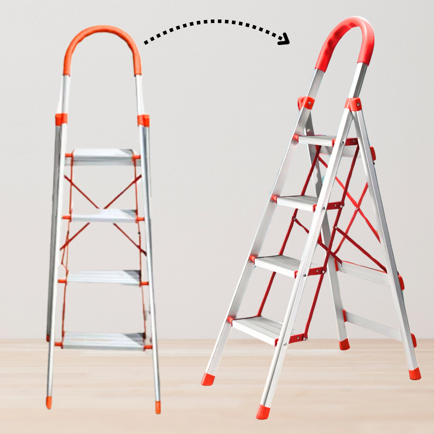 Katashi 4 Step Ladder Aluminium Multi Purpose Folding Light Weight Platform