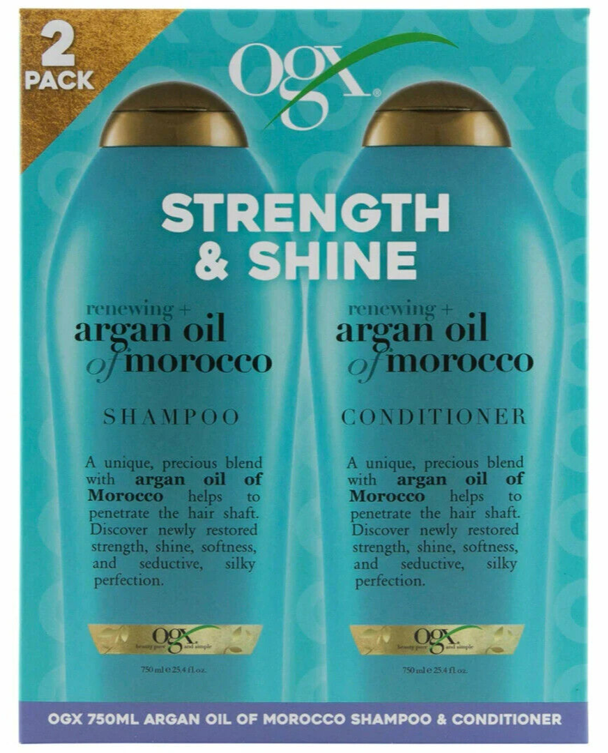 OGX Argan Oil Shampoo Conditioner Hair Care Set Strength & Shine 2 x 750mL