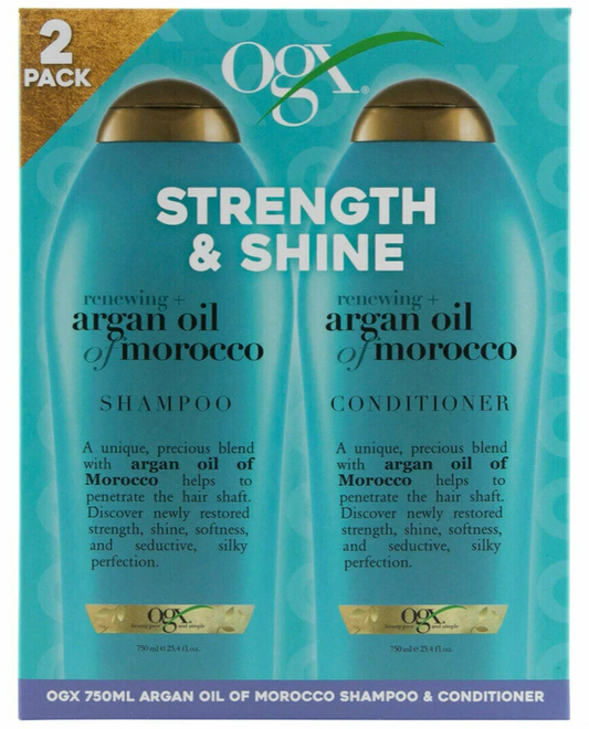 OGX Argan Oil Shampoo Conditioner Hair Care Set Strength & Shine 2 x 750mL
