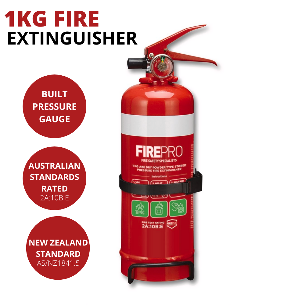 FirePro 1kg Fire Extinguisher Dry Powder Car Boat Home Caravan Pro W/ Bracket