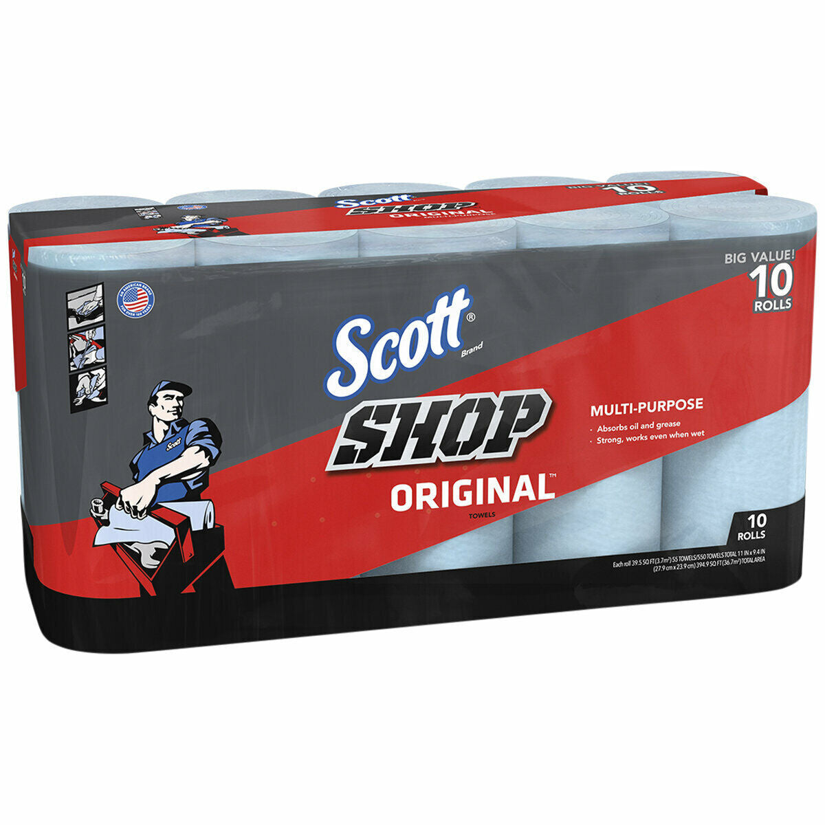 10 Pack Scott Shop Towels Multi Purpose Cleaning Wipes Roll Auto Car Kitchen