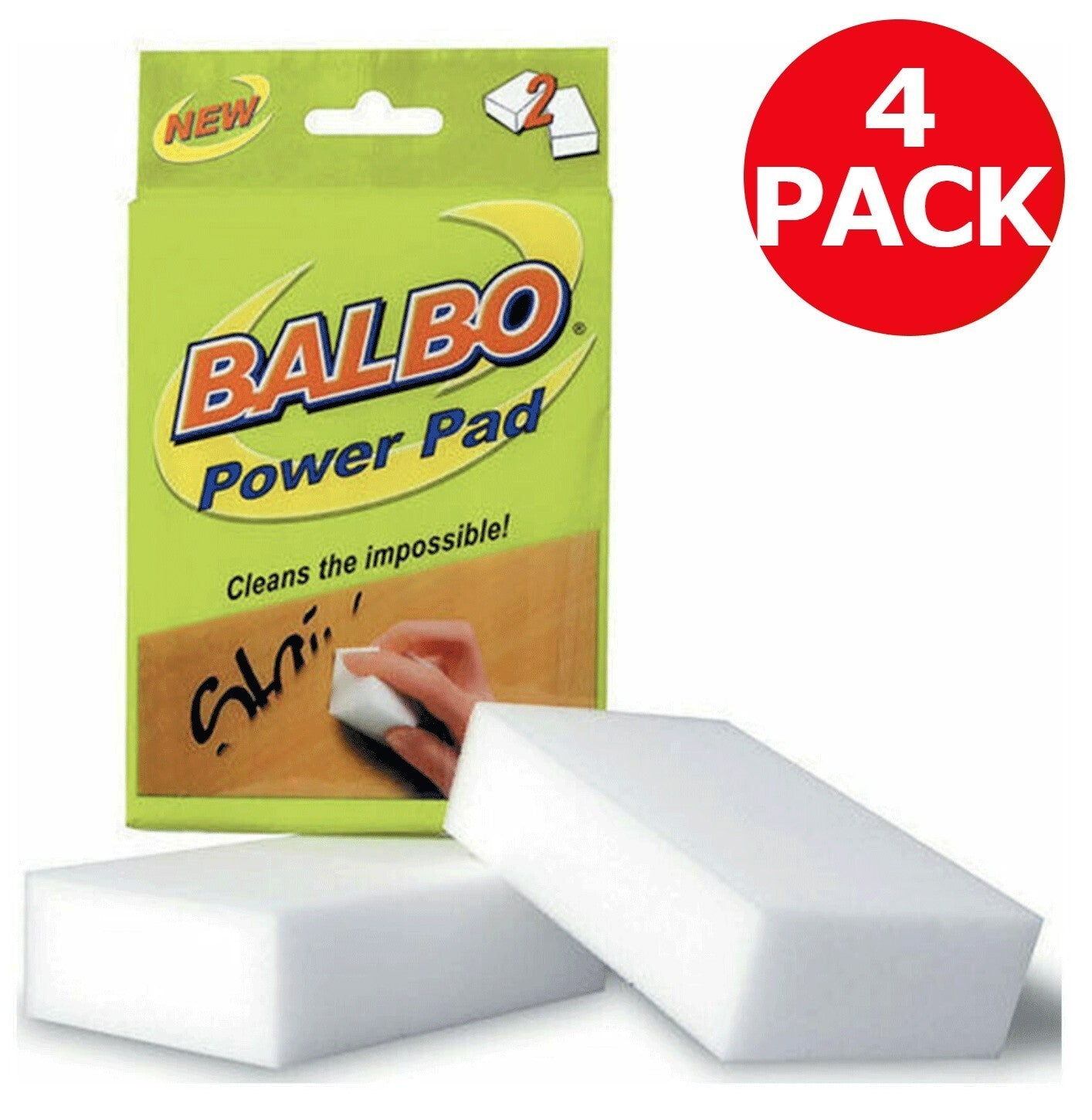 Balbo Power Pad Twin Pack Cleaning Pads Surface Cleaner Eraser Sponge 2 x 4 Pack