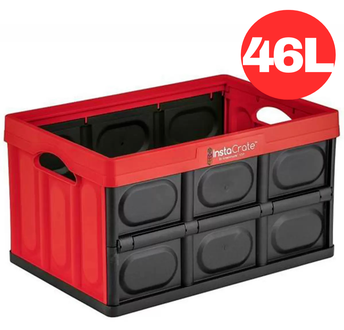 Instacrate Collapsible Crate Storage Foldable Container Organiser 46L Red