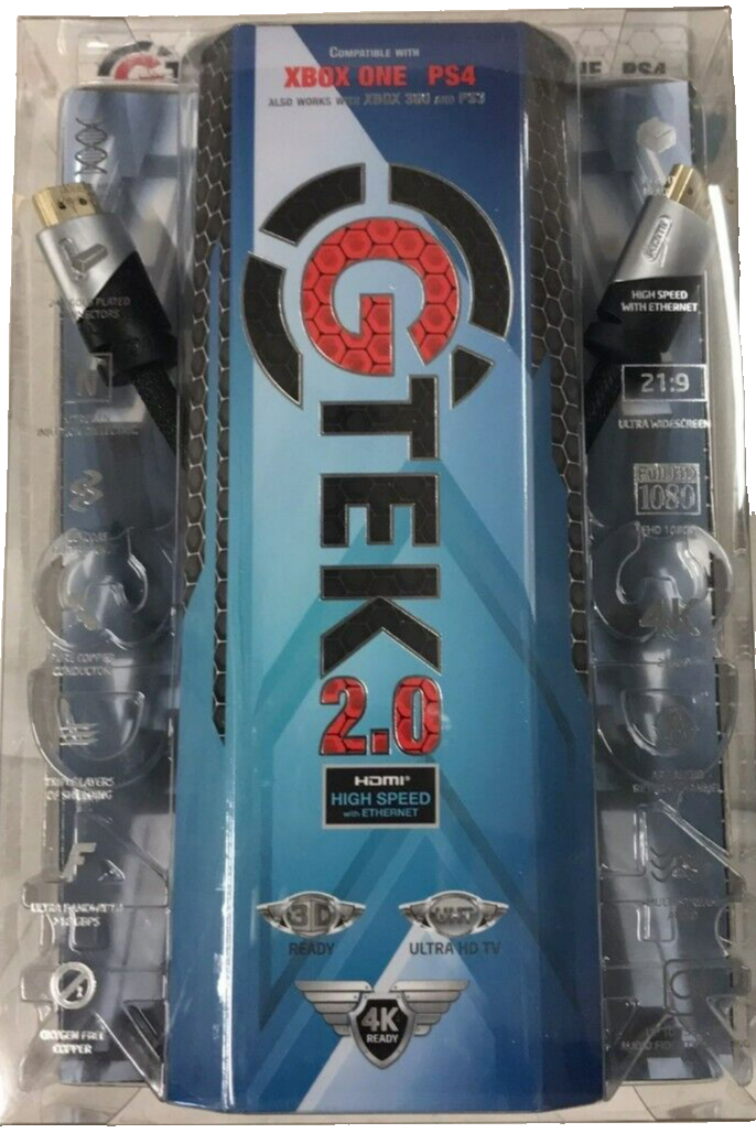 G TEK HDMI Cable 2M Universal 4K UHD 3D High-Speed Ethernet TV Cord 2.0 Black