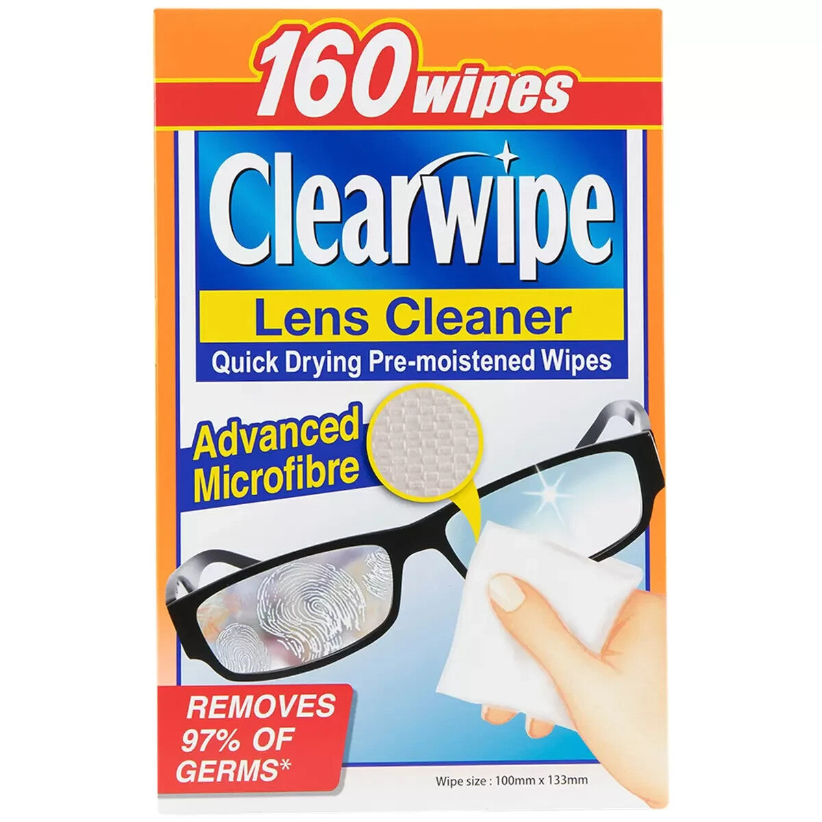 Clearwipe Lens Cleaner Soft Microfibre Clean Tablets Glasses Wipes 160 Pack