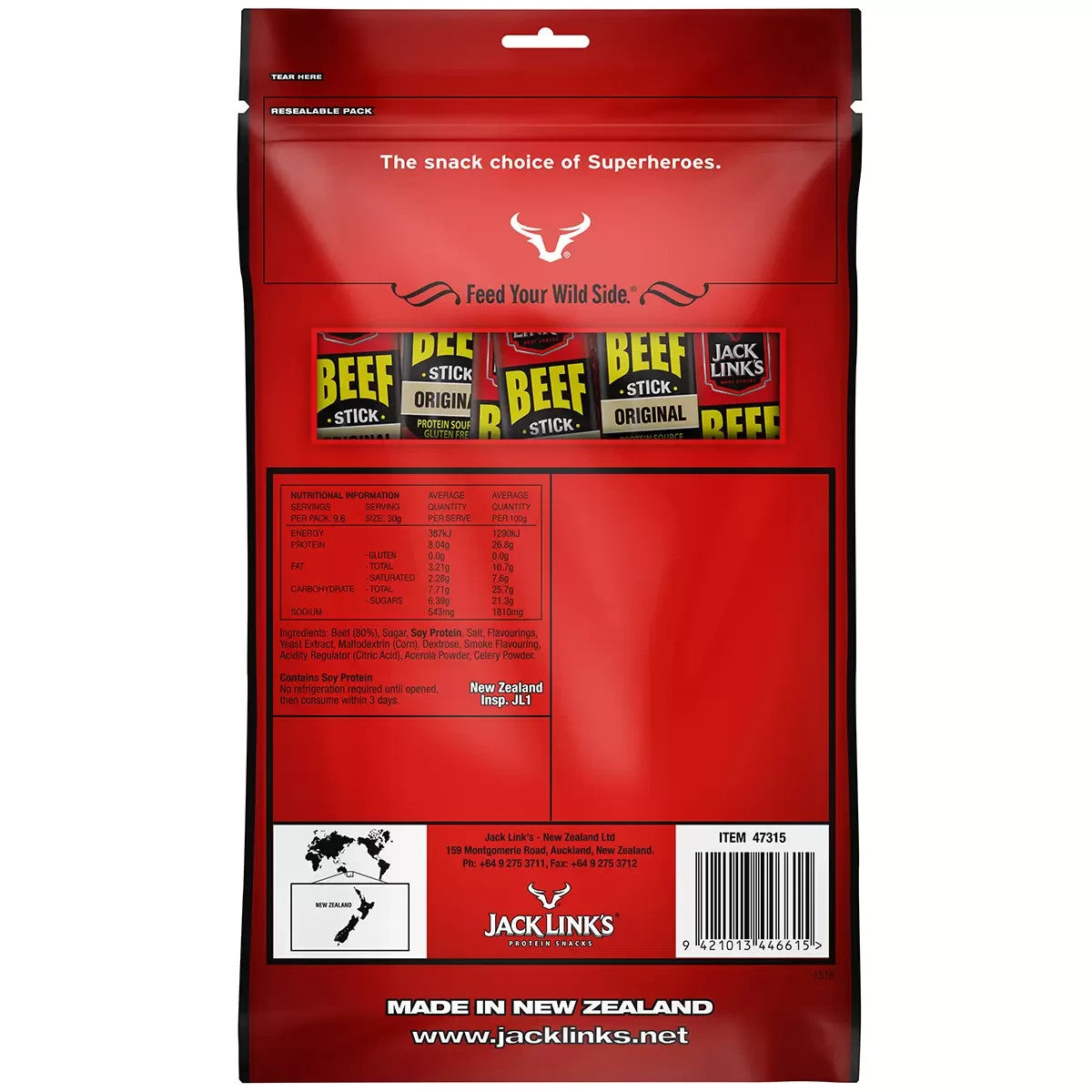 2x Jack Link's Original Beef Jerky Sticks Protein Made In New Zealand 24 x 12g