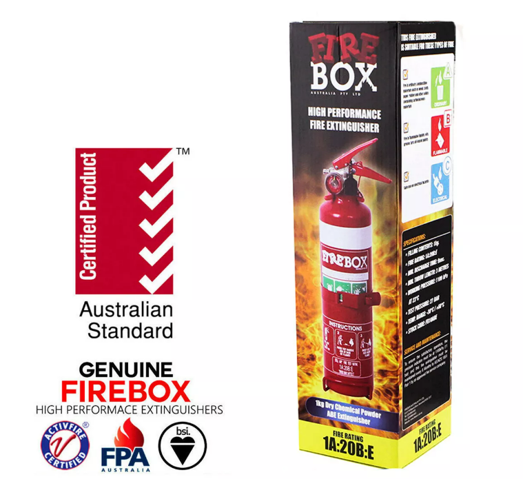 3x Firebox 1kg Fire Extinguisher ABE Professional Dry Chemical Powder w/ Bracket