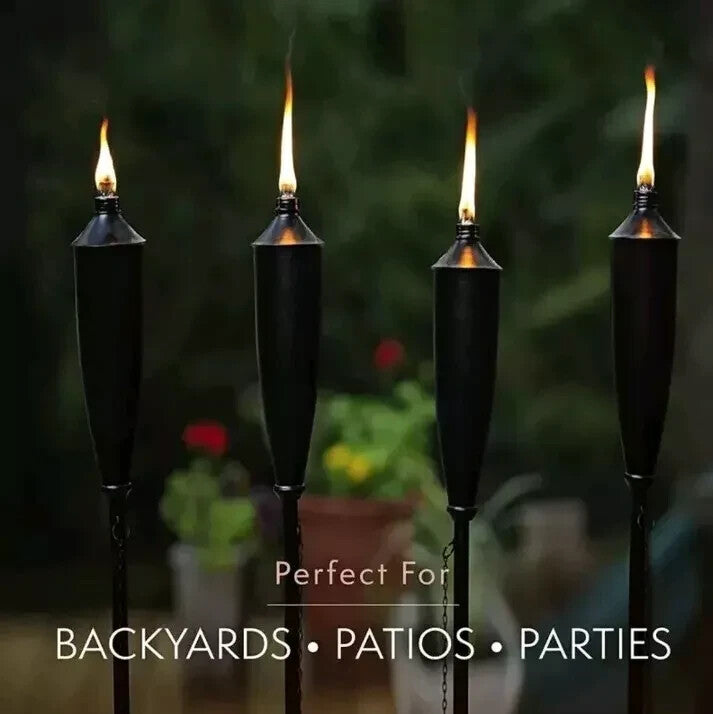 Garden Torch Citronella Oil Lantern Snuffer Powder Coated  180cm Black 2 Pack