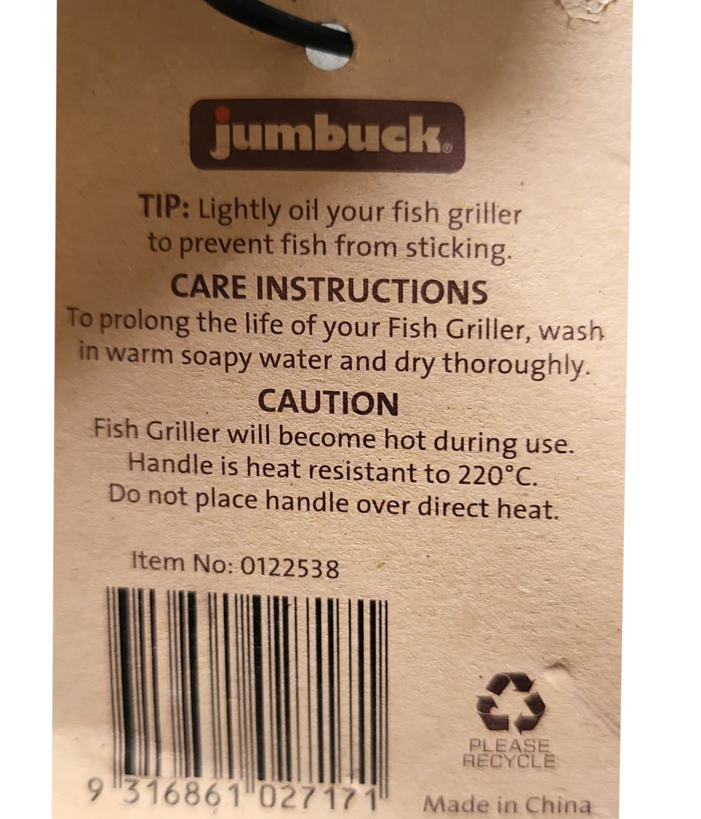 Jumbuck Fish Griller Grilling Tool Basket Outdoor BBQ Kitchen Cooking Picnic