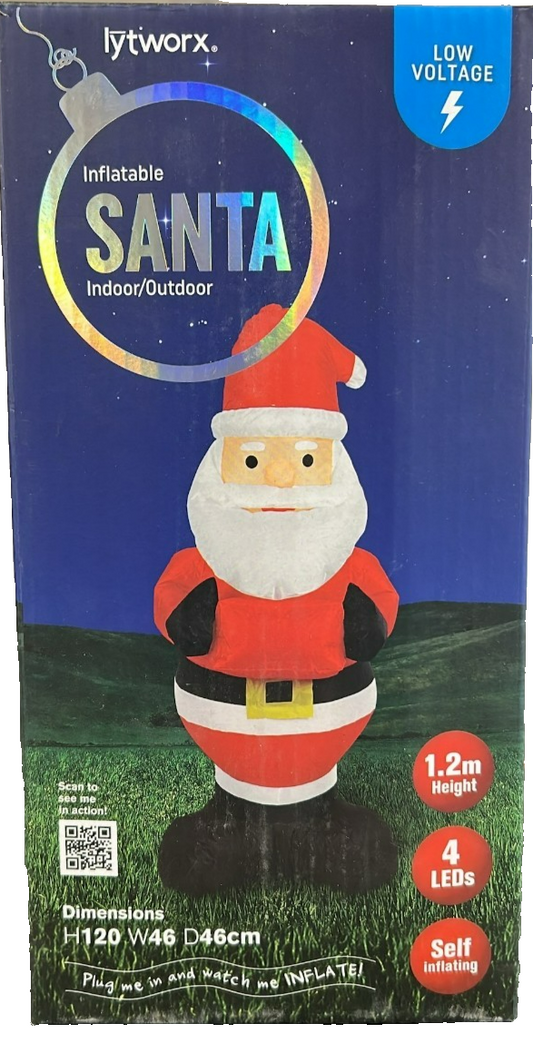 Lytworx 120cm Inflatable Santa Low Voltage Christmas Garden Yard Decoration 1.2m