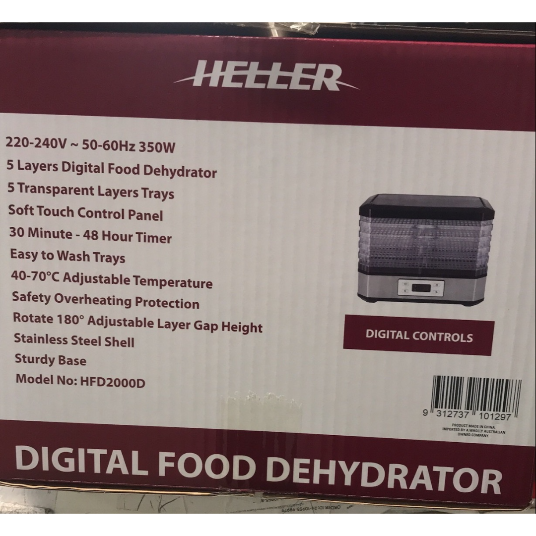 Heller Digital Food Dehydrator Stainless Electric Preserver Fruits Jerky 5 Trays