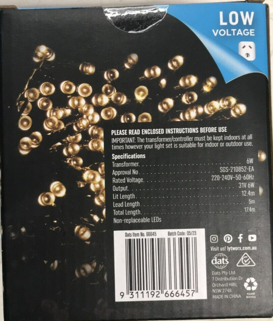 Lytworx Christmas Lights 250 Buds Warm White LED Fairy String Decoration 12.4m