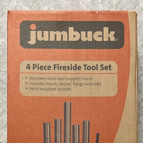 Jumbuck 4 Piece Fire Tool Set Compact Shovel Brush Shovel Tongs Rake Stand