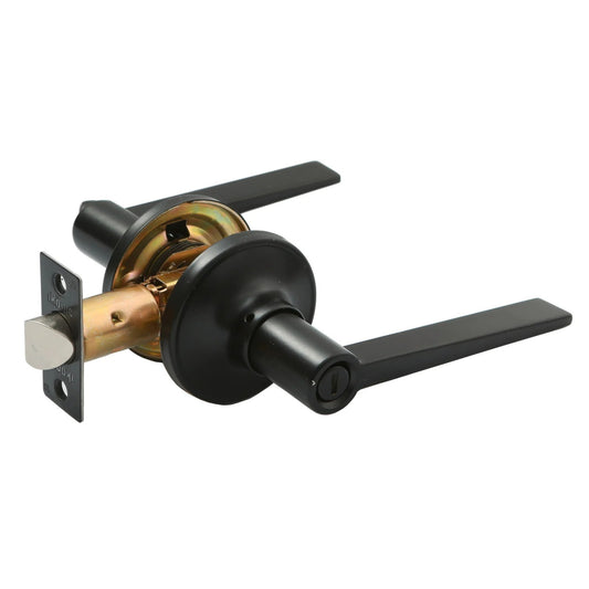 Ikonic Slimline Privacy Lever Door Knob Lock Handle Set Matt Black Finish