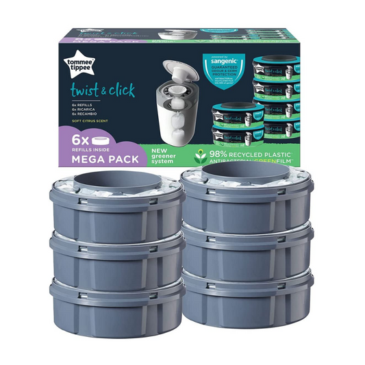 Sangenic Tommee Tippee 6 Pack Nappy Bin Disposal Refill Cassettes Twist & Click