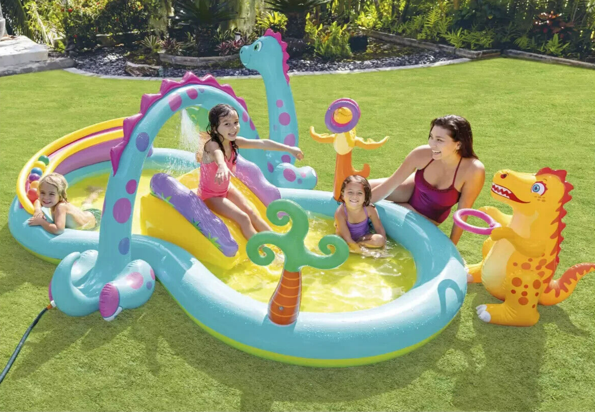 Intex Inflatable Water Slide Dinoland Play Center Sprayer Kids Swimming Dinosaur