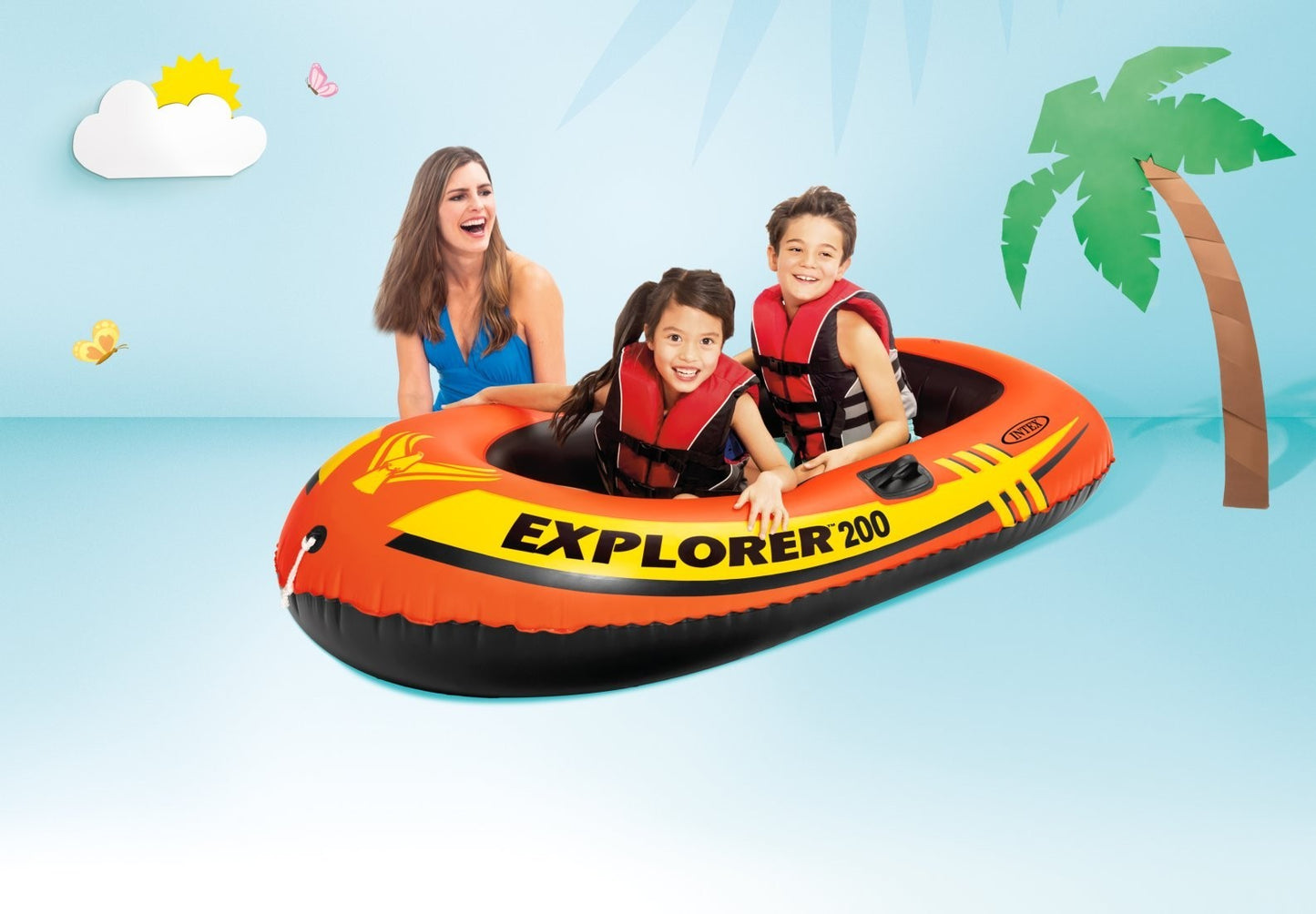 Intex Explorer 200 Inflatable Ride On Floating Boat Toy for Adult and Kids 6+