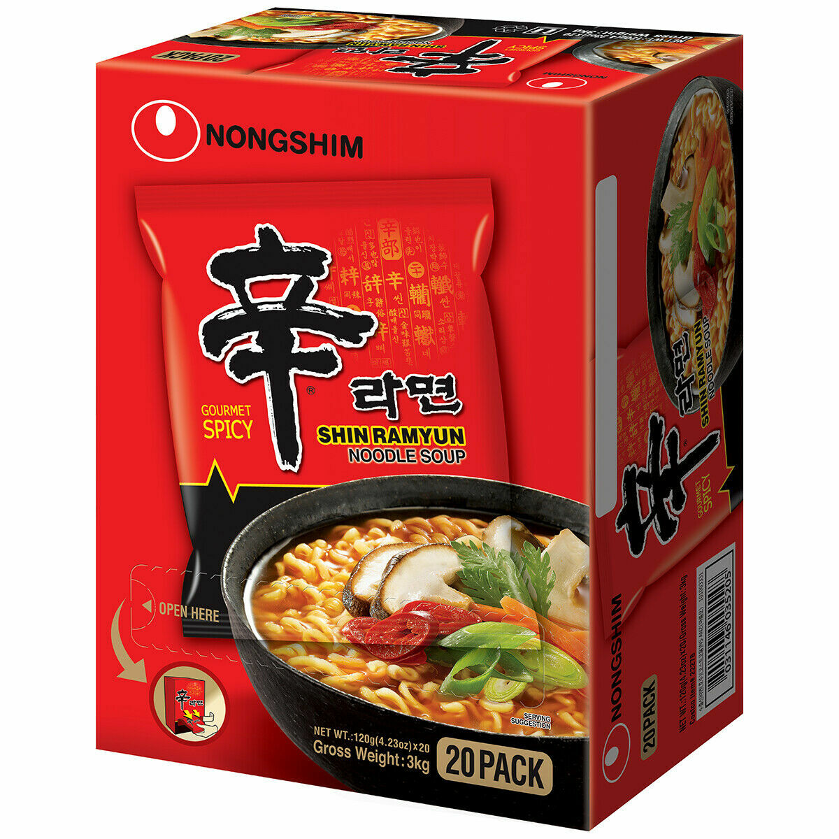 20x Nongshim Shin Ramyun Spicy Instant Korean Noodles Soup Nong Shim Ramen 120g