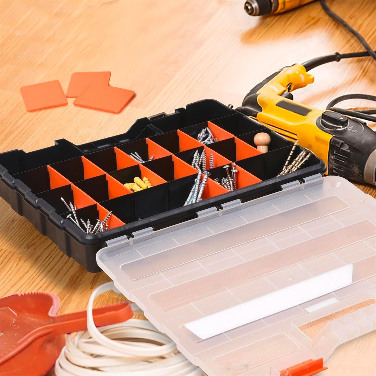 Tactix 22 Compartment Organiser Storage Tool Box Case Carry Handle 380mm