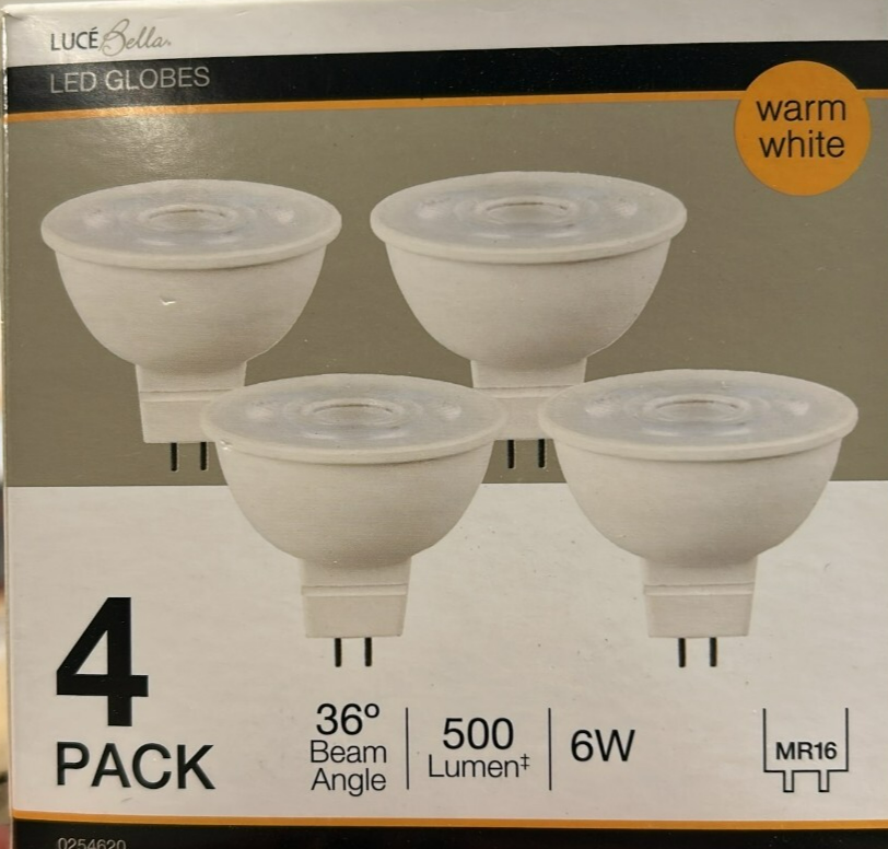 Luce Bella LED DownLight Bulb Globes Light 500LM Warm White 6W 36° MR16 4 Pack