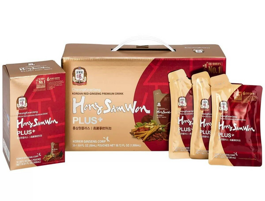 Hong Sam Won Plus Korean Ginseng Tea Red  Herbal Health Energy Drinks 30 Pouches