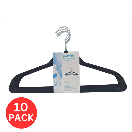 Sunfresh Velvet Clothes Hangers Non Slip Swivel Hook Space Saver Bulk 10 Pack