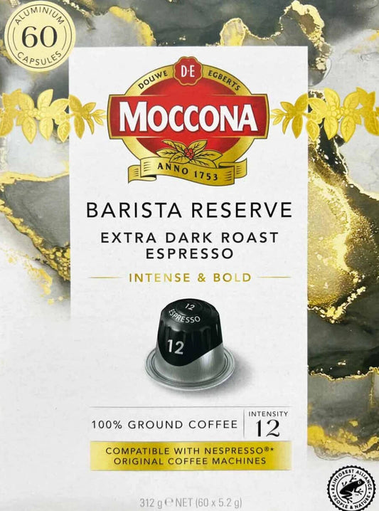 Moccona Espresso Barista Reserve Extra Dark Roast Coffee Intense Bold 60 Capsule