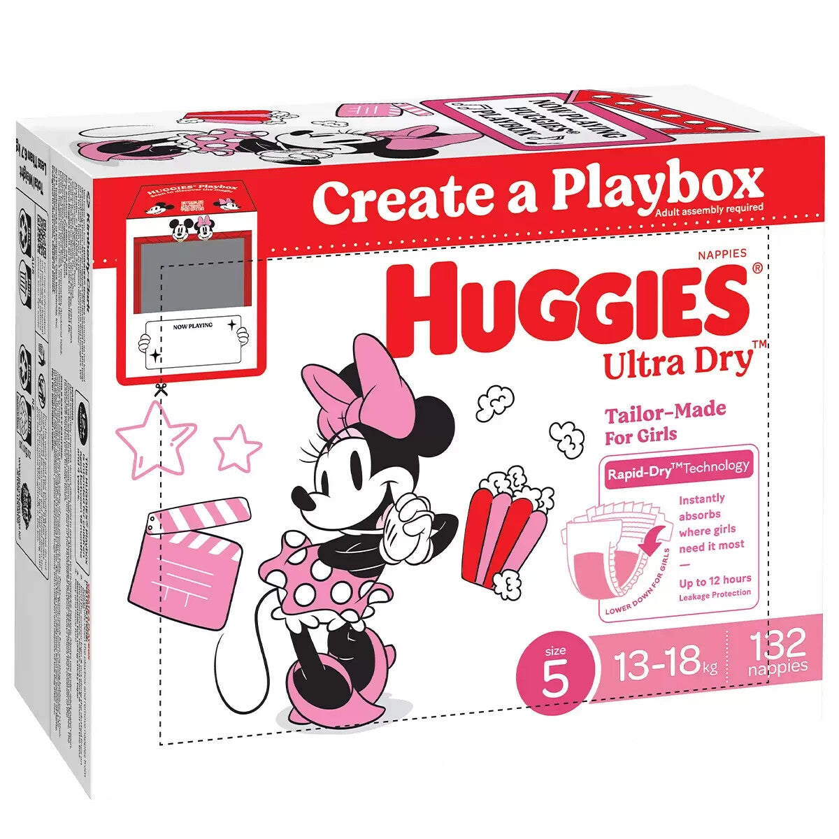 Huggies Girls' Ultra Dry Nappies Size 5 Walker 132 Disposable Diapers 13-18kg