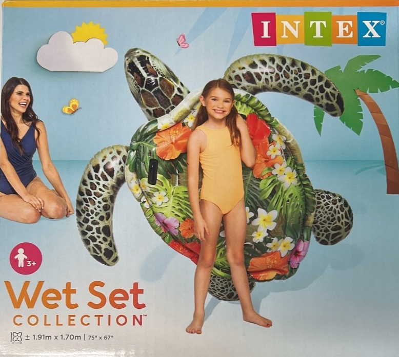 Intex Turtle Kids Inflatable Ride On Swimming Pool Floats 1.9M Water Raft 3y+