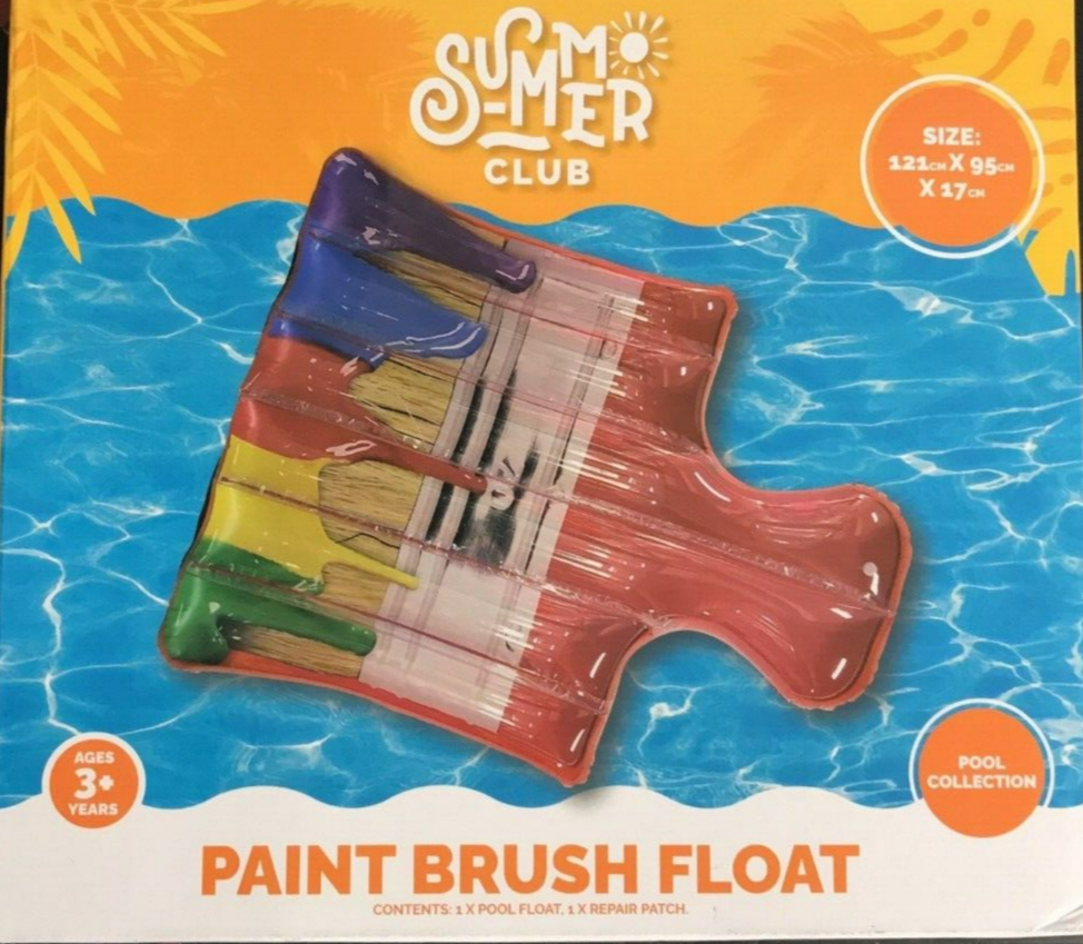Summer Club Inflatable Paint Brush Float Raft Kids Adult Swimming Pool Water Toy