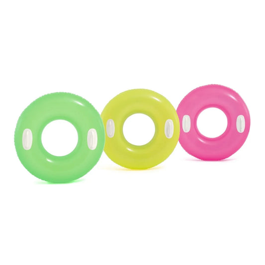 Intex Inflatable Swim Ring Tube with Handles Round Hi-Gloss Assort Colour 76cm