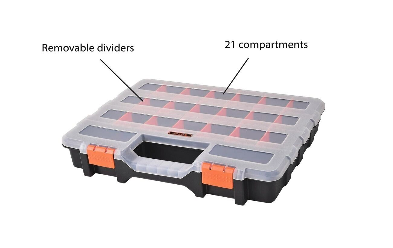 Tactix 22 Compartment Organiser Storage Tool Box Case Carry Handle 380mm