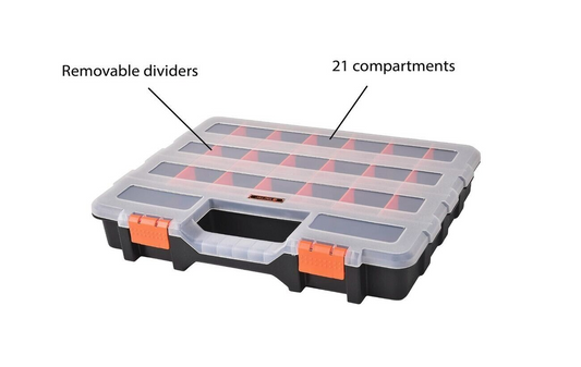 Tactix 22 Compartment Organiser Storage Tool Box Case Carry Handle 380mm