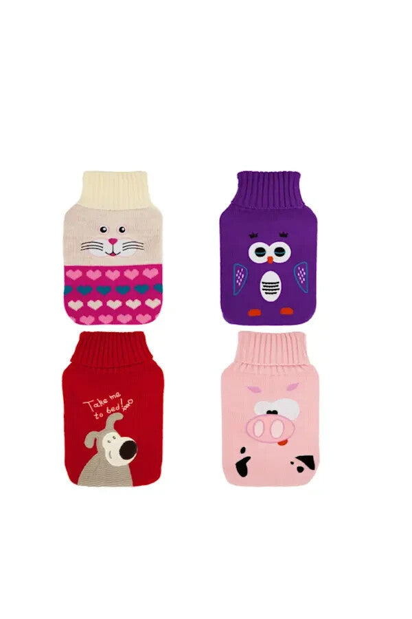 2L Hot Water Bottle with Knitted Cover Winter Warm Natural Rubber Bag