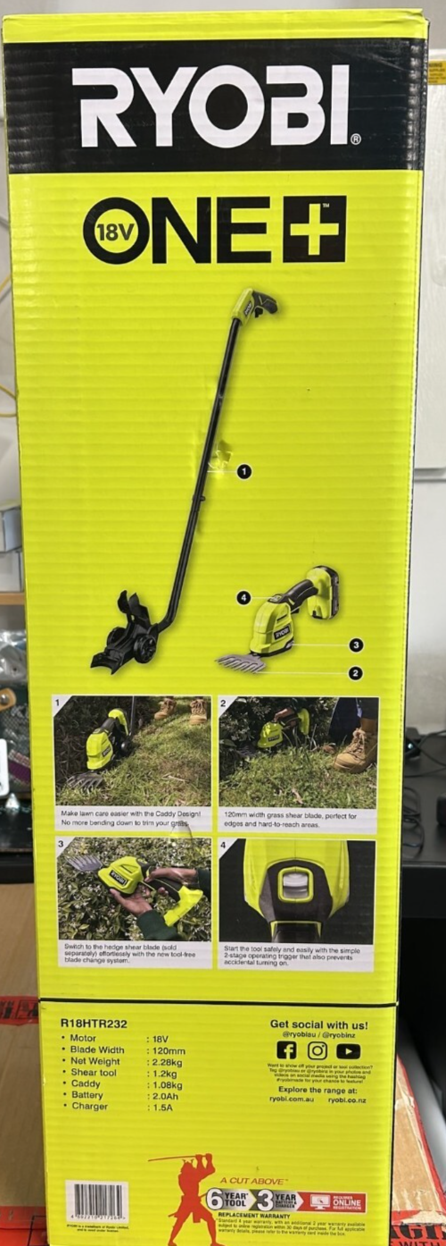 Ryobi 18V ONE+ 2.0Ah Lithium Grass Trimmer Shear And Caddy Kit Includes Charger