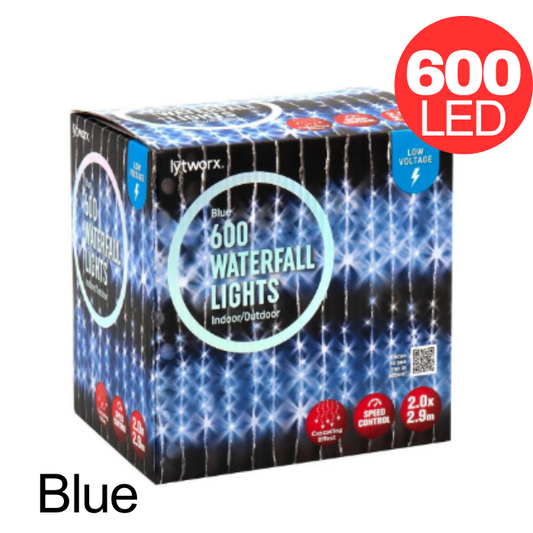 Lytworx Waterfall 600 LED Blue String  Lights Low Voltage Christmas Decoration